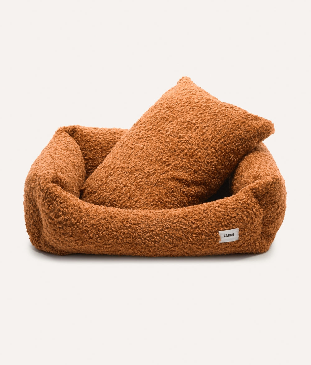 Lit pour chien en effet bouclette moutarde, Snozy