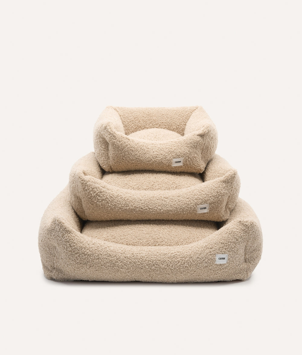 Beige Fleece Dog Bed, Snozy