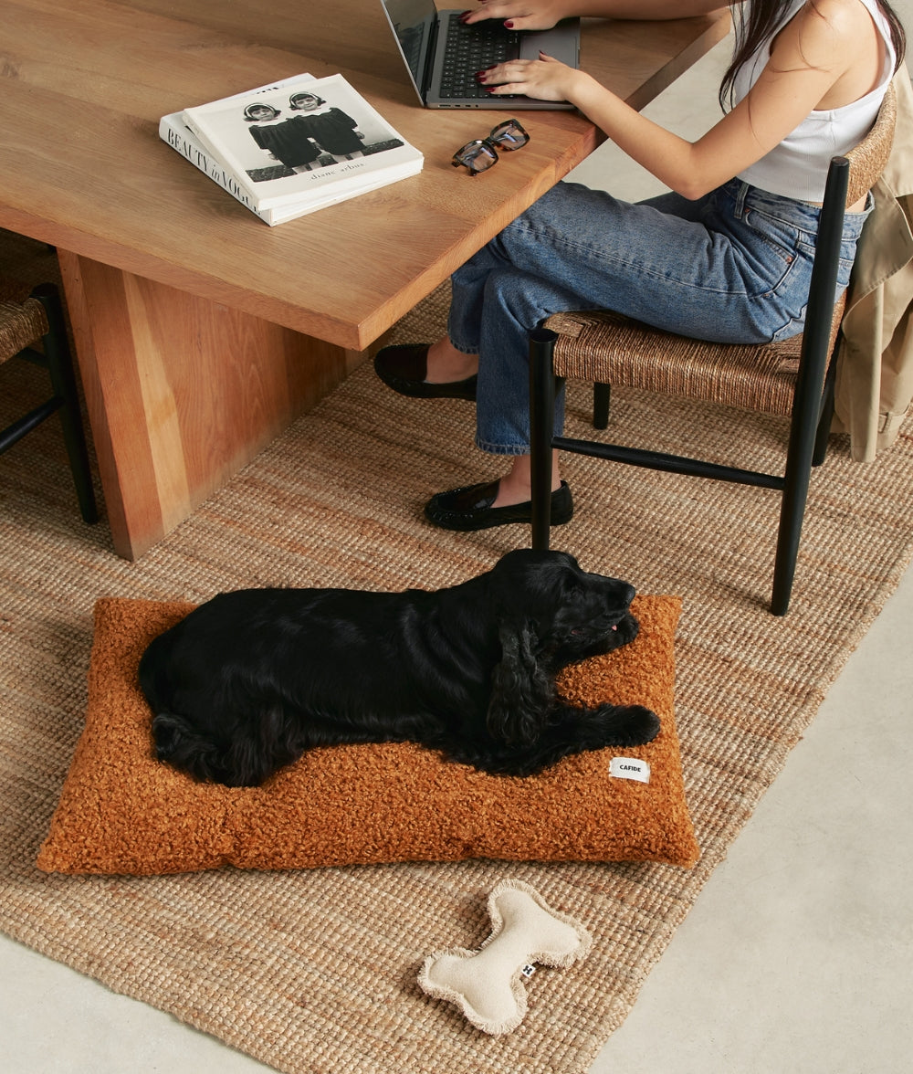 Mustard Fleece Dog Cushion Bed, Bela