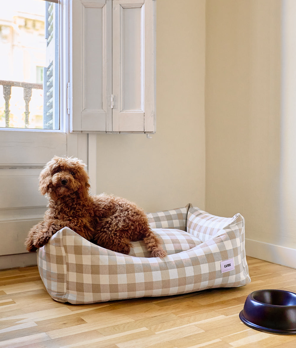 Beiges Vichy-Hundebett, Snozy