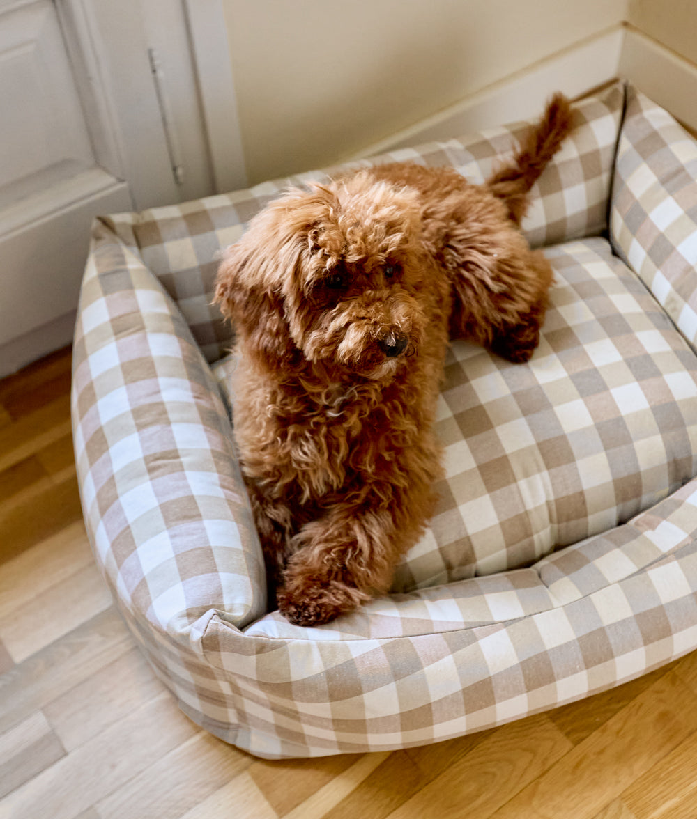 Beiges Vichy-Hundebett, Snozy