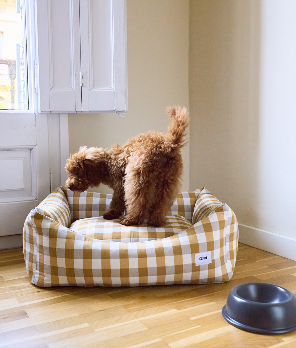 Senfgelbes Vichy-Hundebett, Snozy