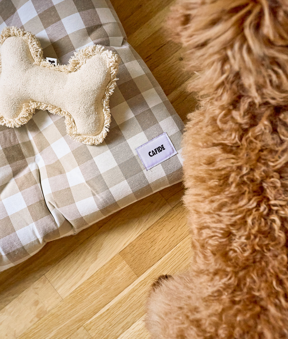 Beiges Vichy-Hundekissen, Bela