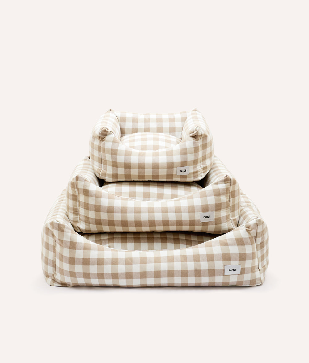 Vichy Beige Dog Bed, Snozy