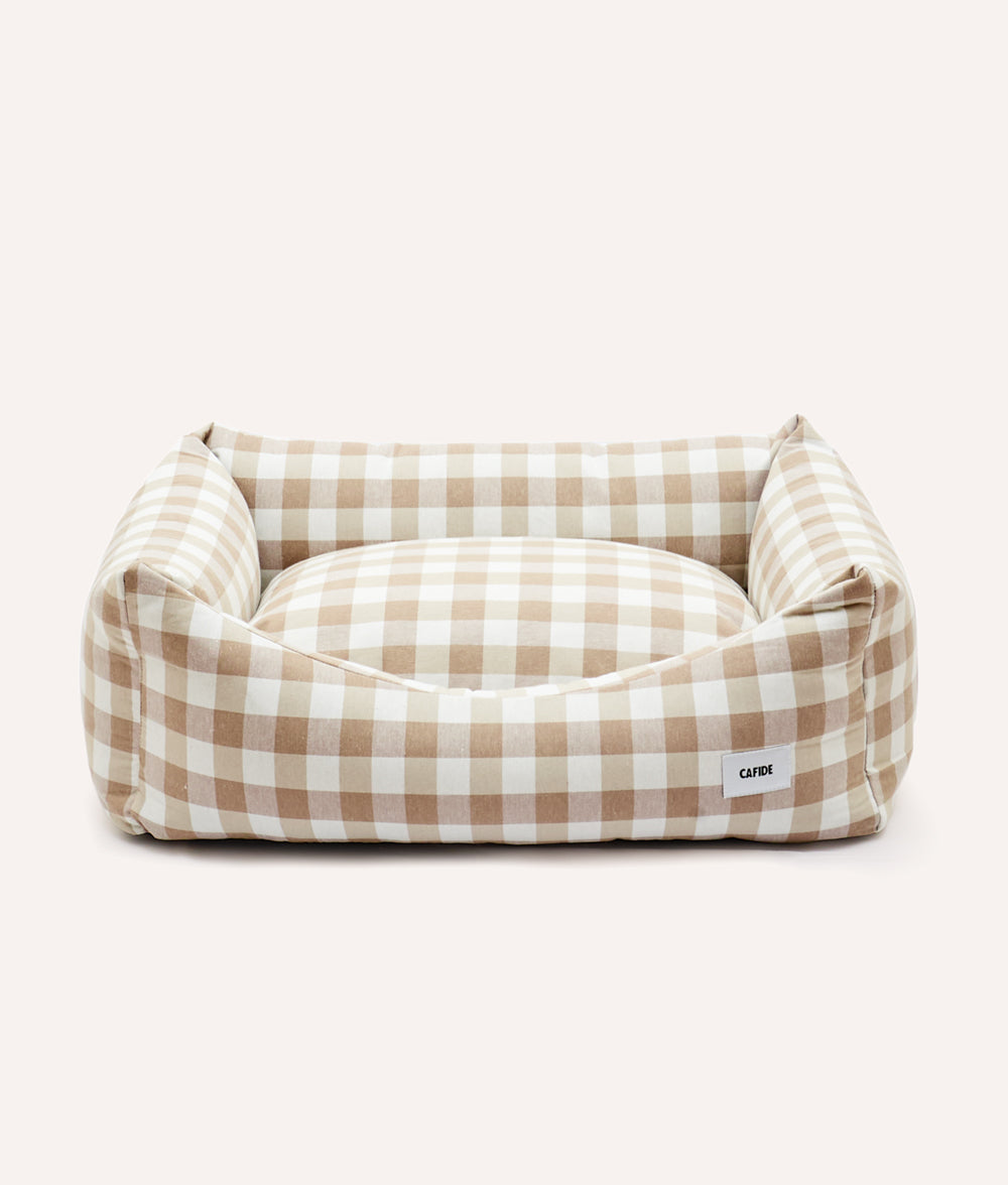 Vichy Beige Dog Bed, Snozy