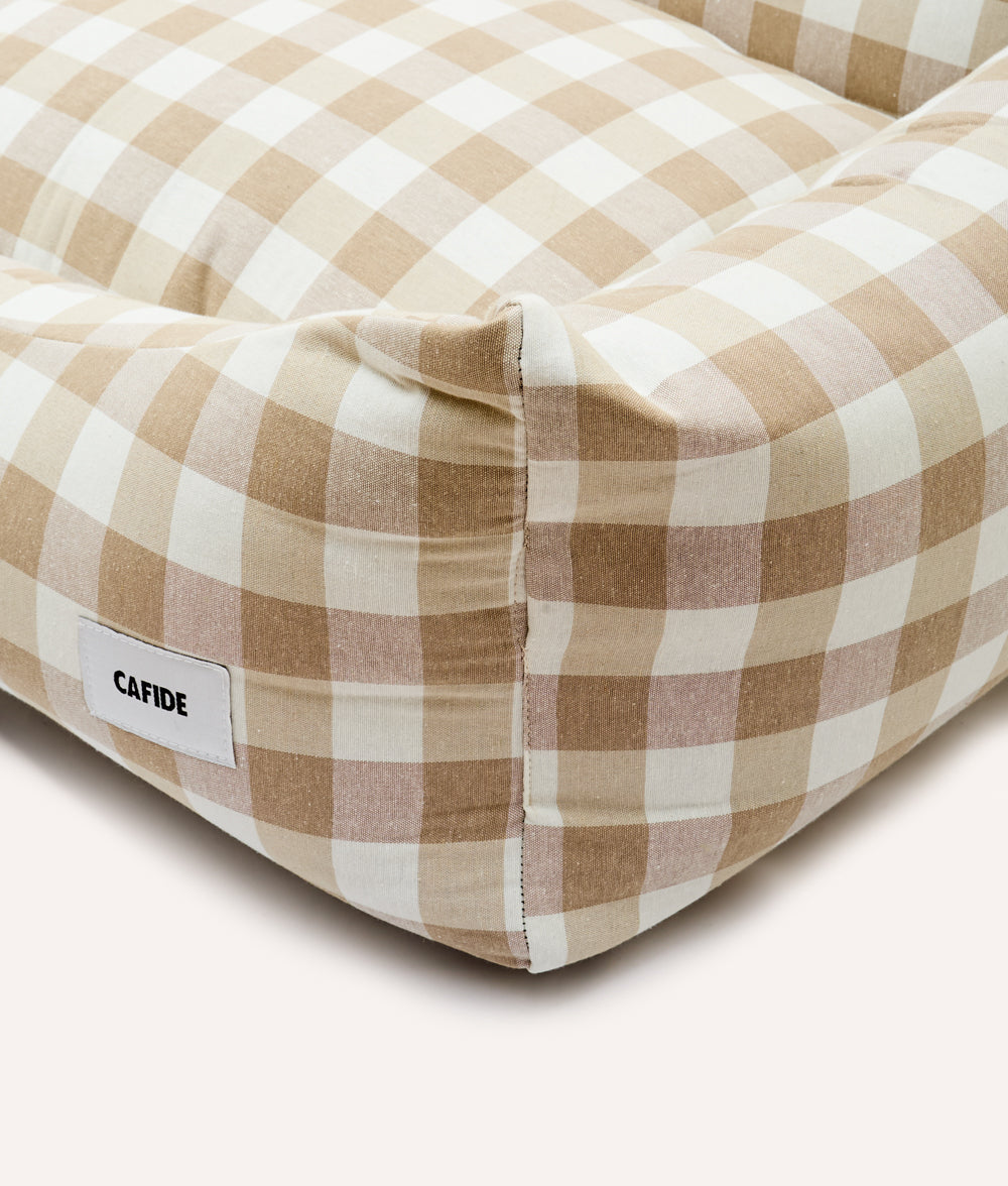 Vichy Beige Dog Bed, Snozy
