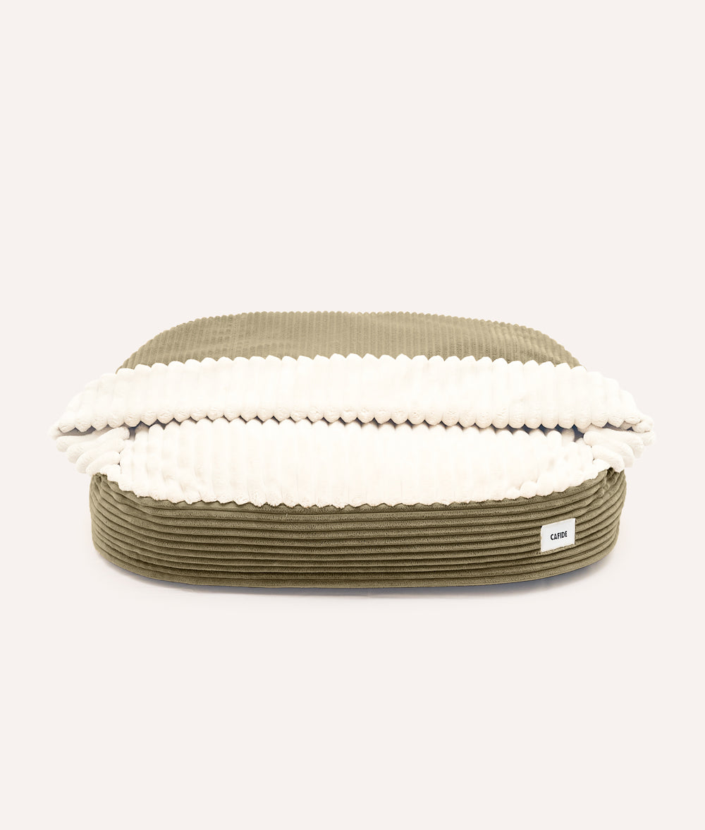 Hooded Dog Bed Green Corduroy, Maso