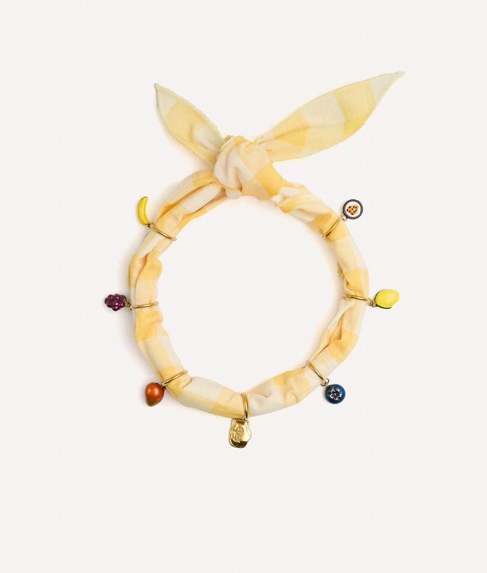 Dog Charms Bandana Yellow Vichy Fruits, Sira