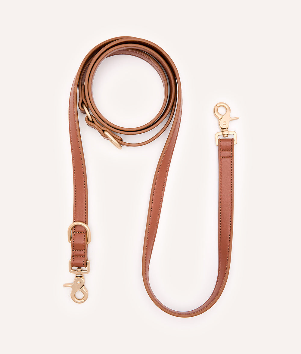 Laisse en Cuir Vegan Marron Multiposition, Jala