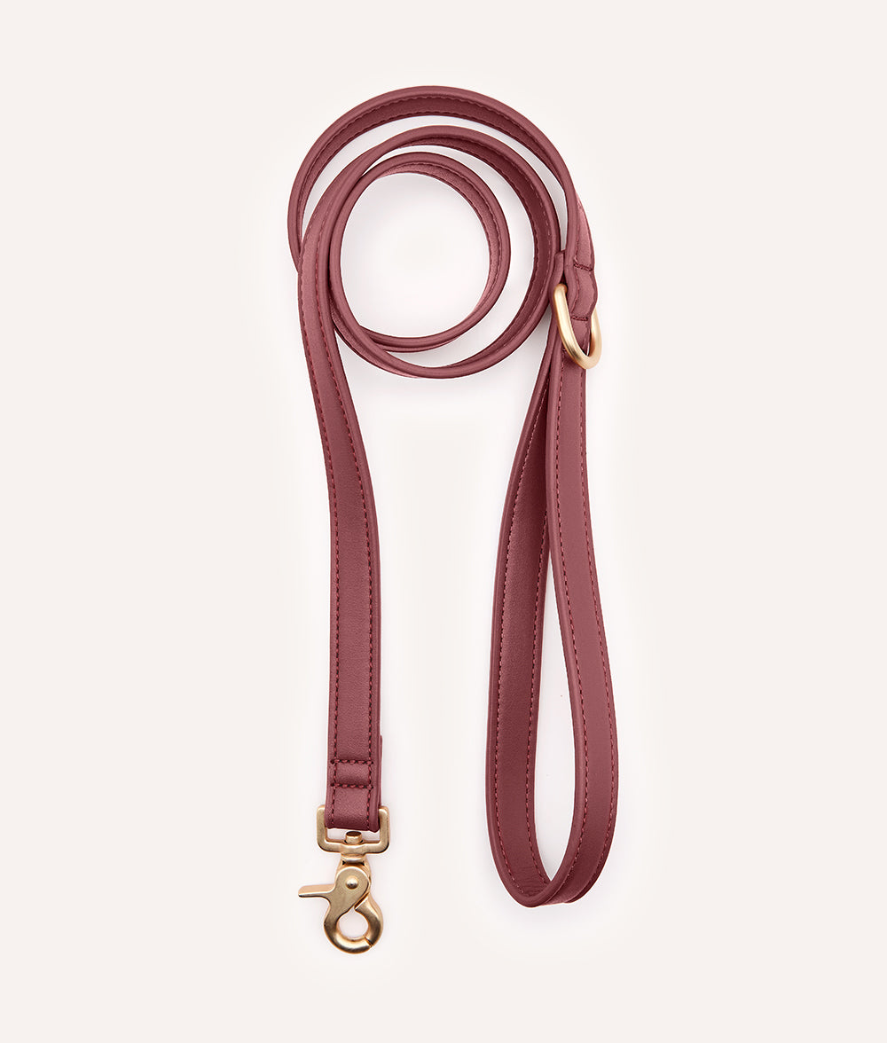 Burgunderrotes Hundeleine aus Veganem Leder 1,4 m, Jala