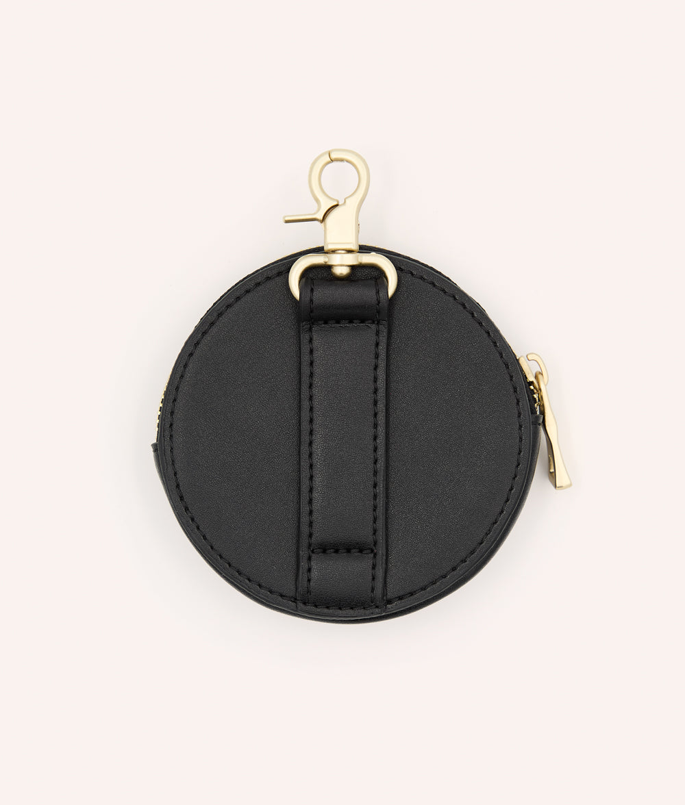 Schwarz Süßigkeitentasche aus veganem Leder, Jala