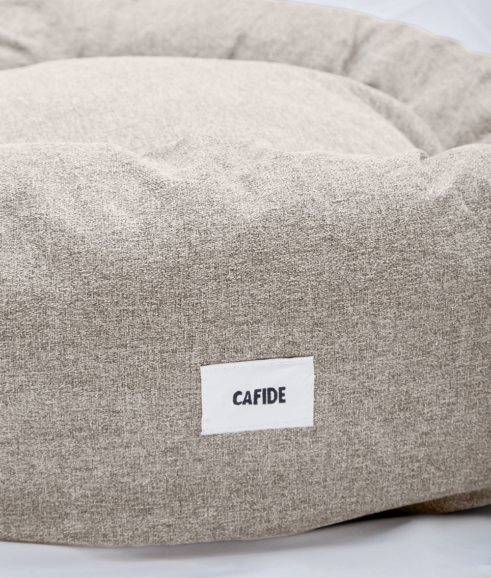 Housse de lit pour chien à capuche en chenille beige, Nuba