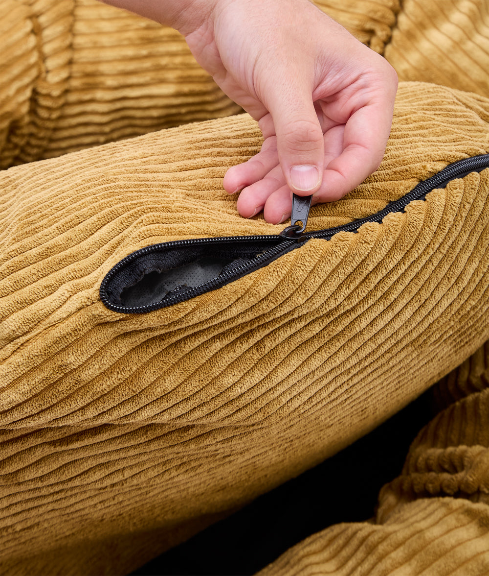 Lit pour chien en velours côtelé moutarde, Nuba