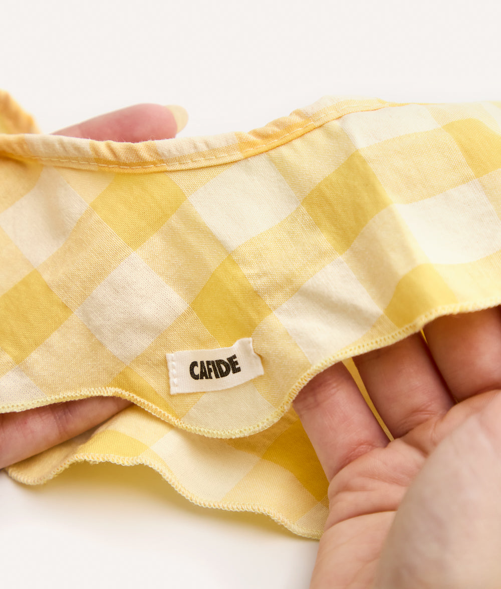 Bandana Estilo Cuello Perro Diseño Vichy Amarillo, Lola