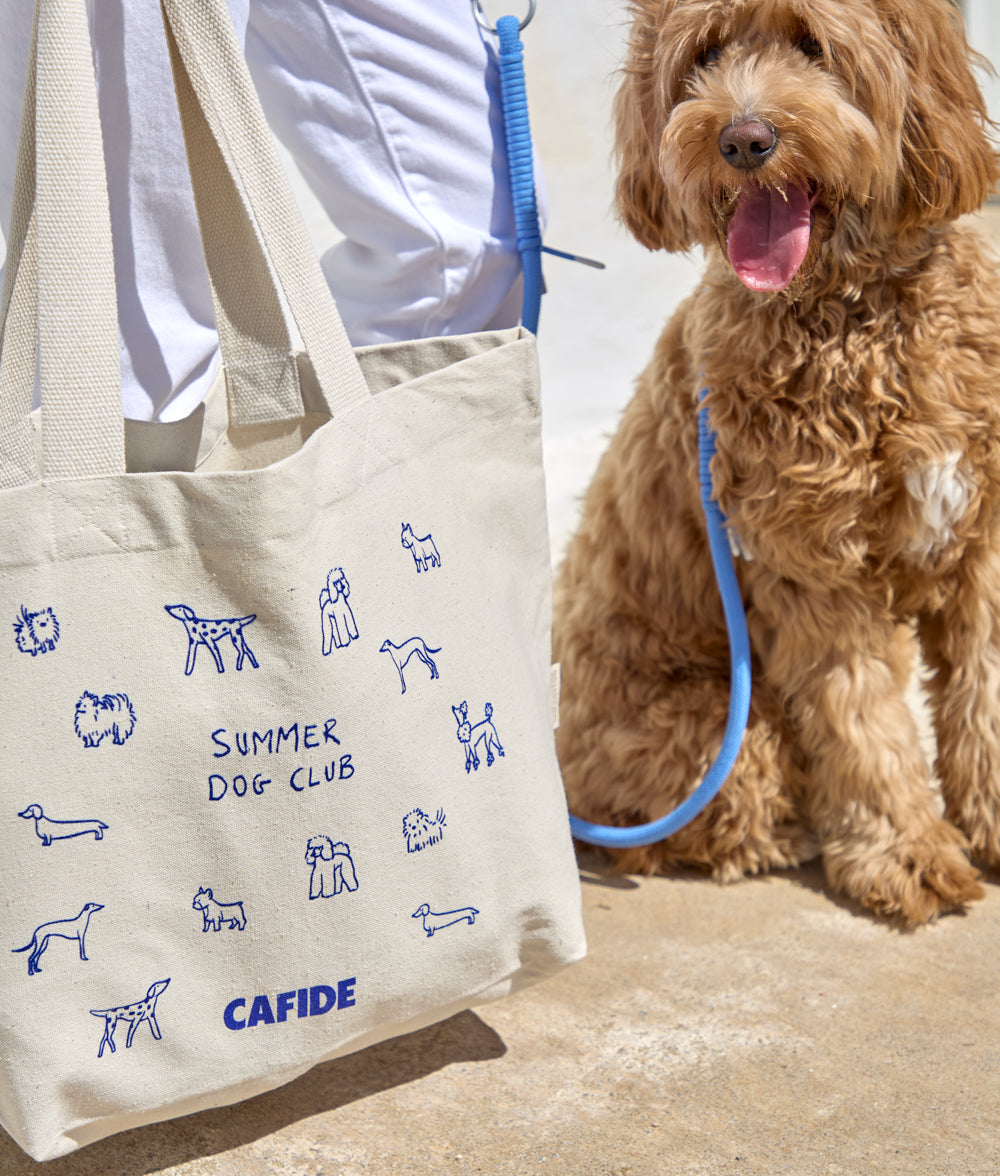 Large Blue Cotton Bag Summer Dog Club, Pola
