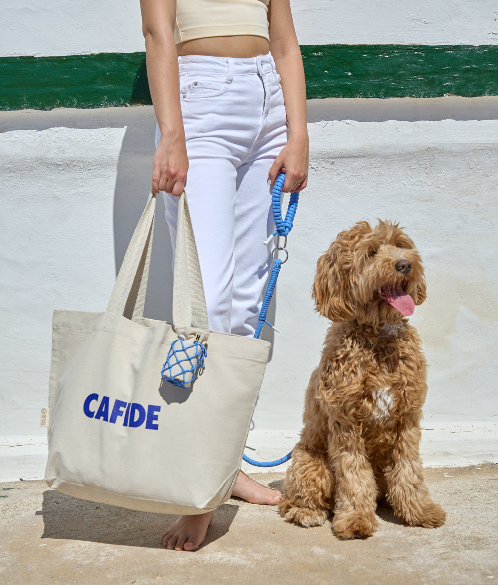 Large Blue Cotton Bag Summer Dog Club, Pola