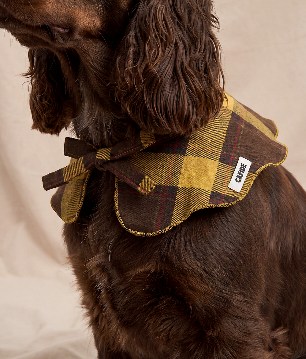 Hundebandana im Halsstil Tartan Senfgelb, Lola