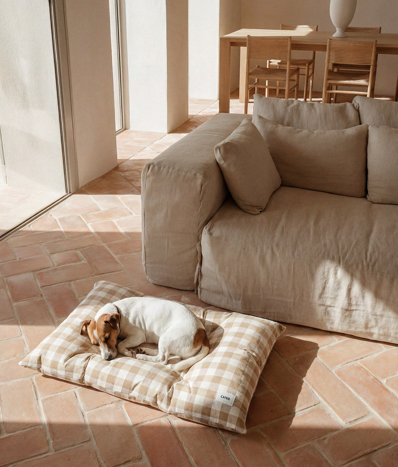 Cojín Cama Perro Vichy Beige, Bela