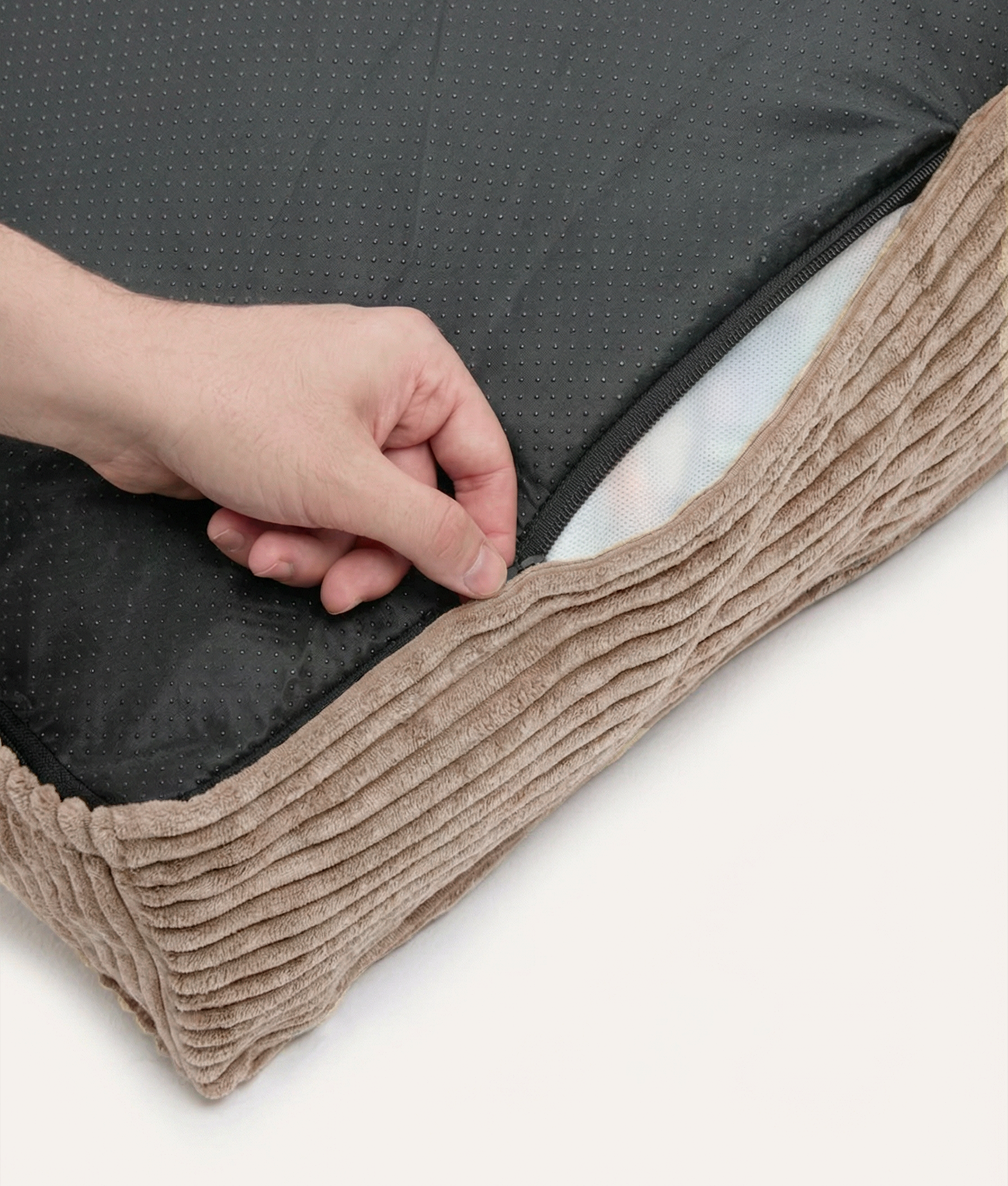 Funda de Cama Pana Moca Beige, Cuadra