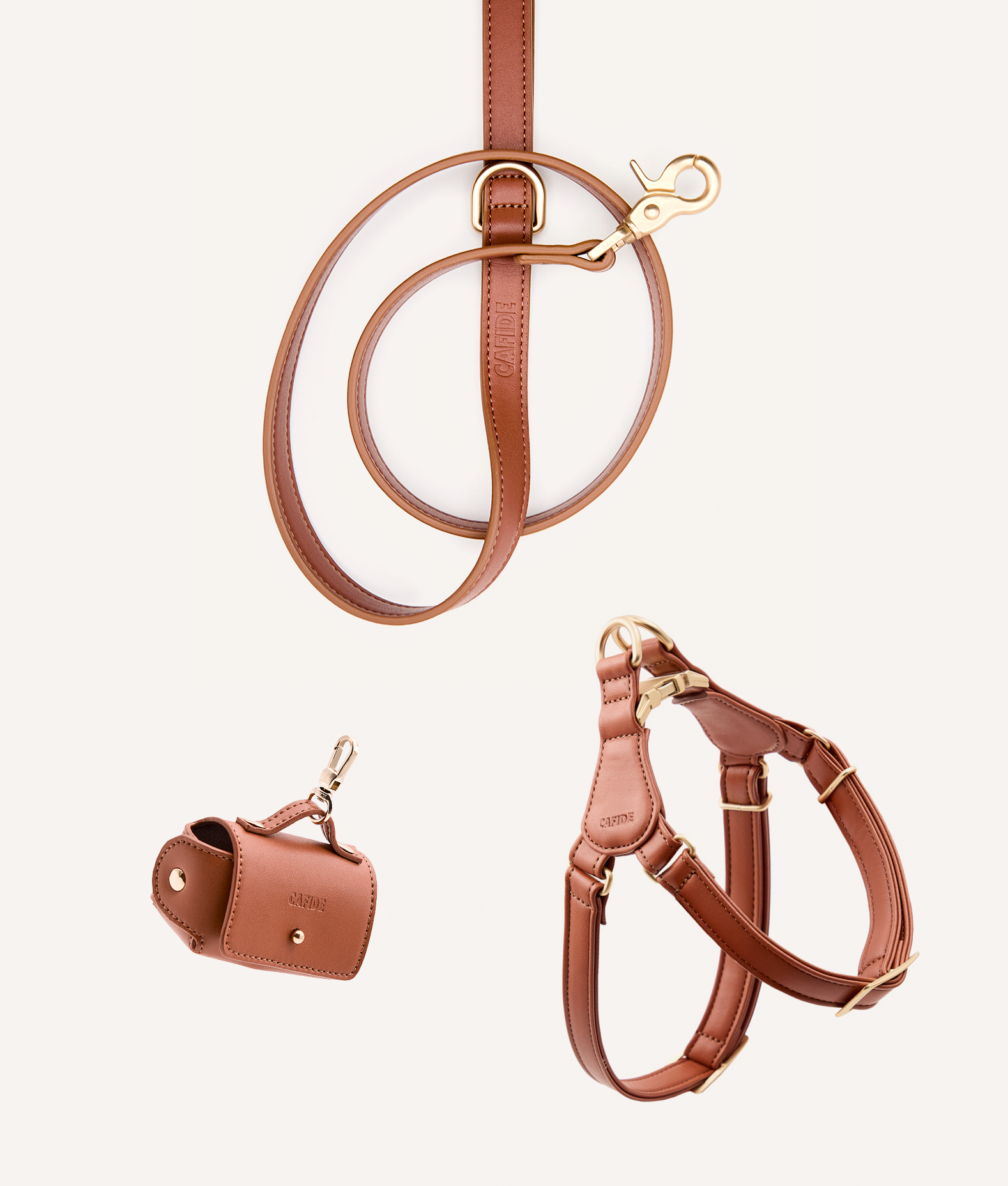 Pack Arnés Cuero Vegano "Step In" Marrón, Jala