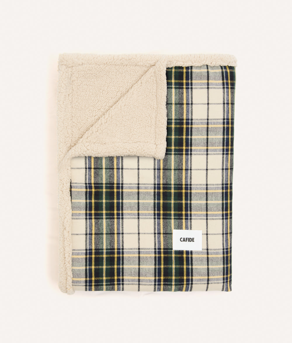 Beige Tartan Dog Blanket, Toia
