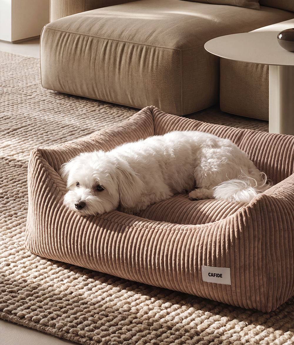Hundebett Aus Cord In Mokka-Beige, Snozy