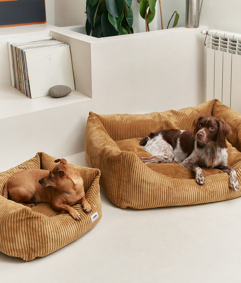 Mustard Corduroy Dog Bed, Snozy