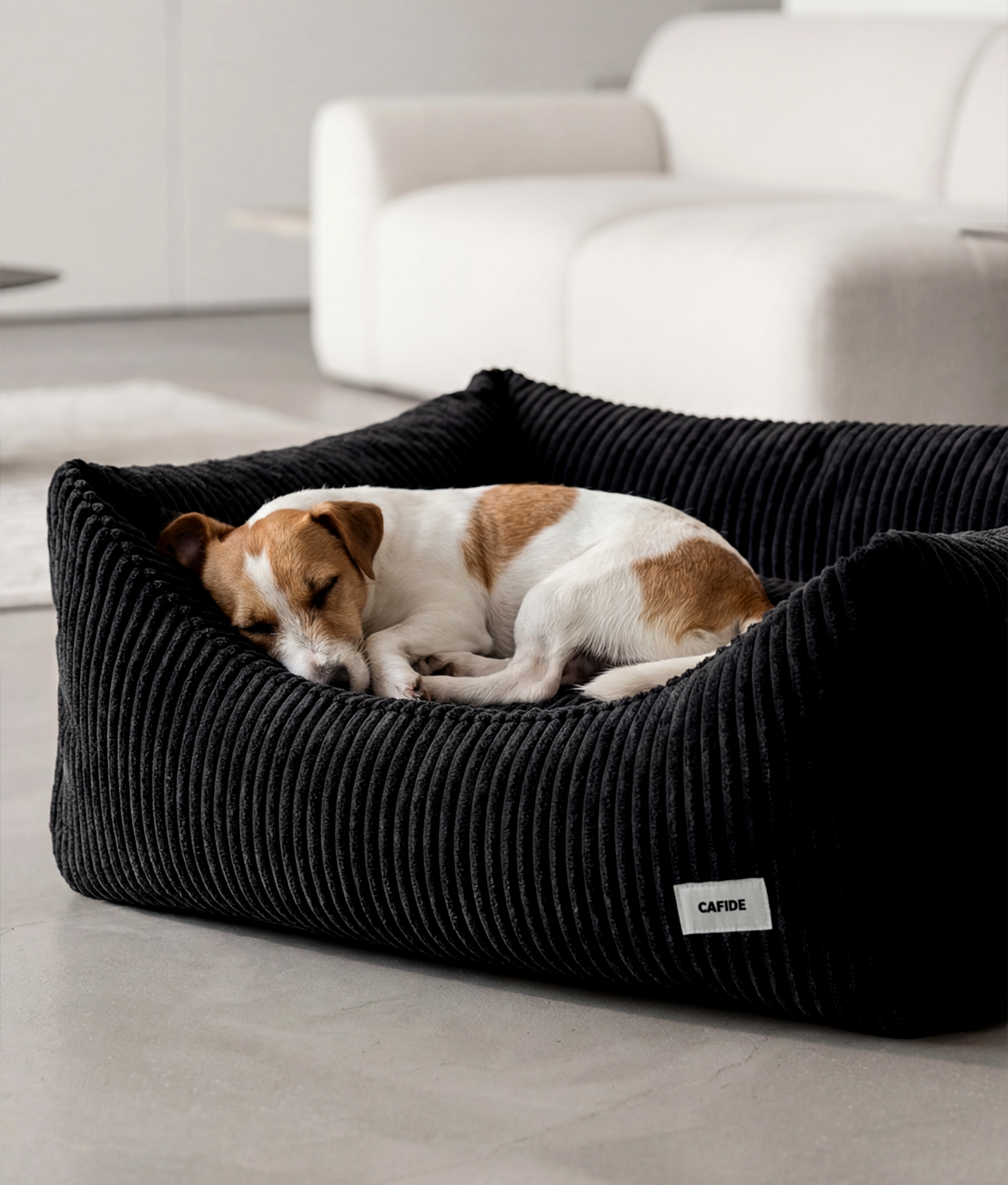 Black Corduroy Dog Bed, Snozy