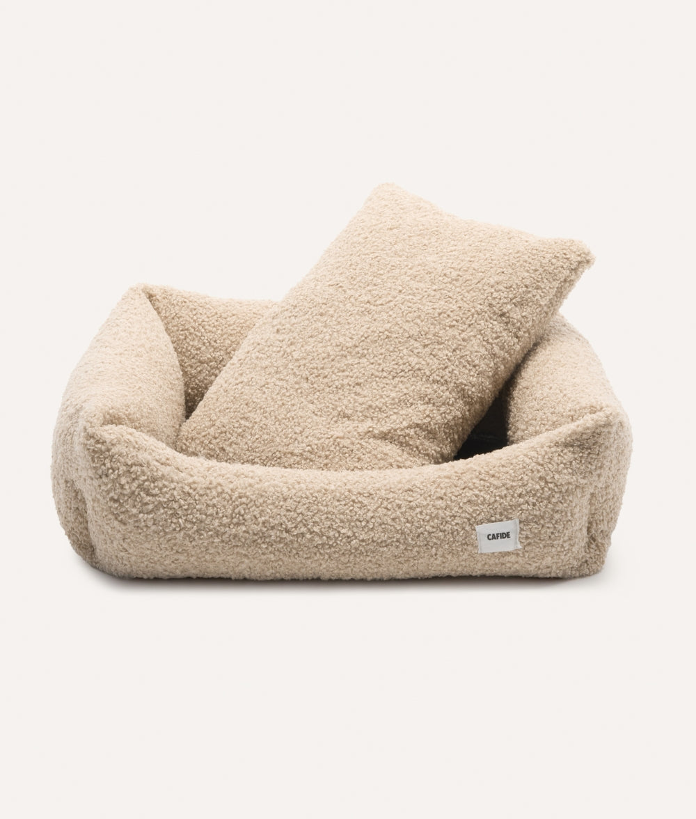 Beigefarbenes Teddy-Hundebett, Snozy