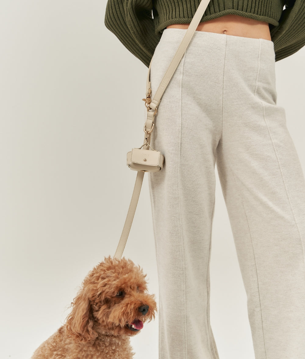 Beige Multipositions-Hundeleine aus Veganem Leder, Jala