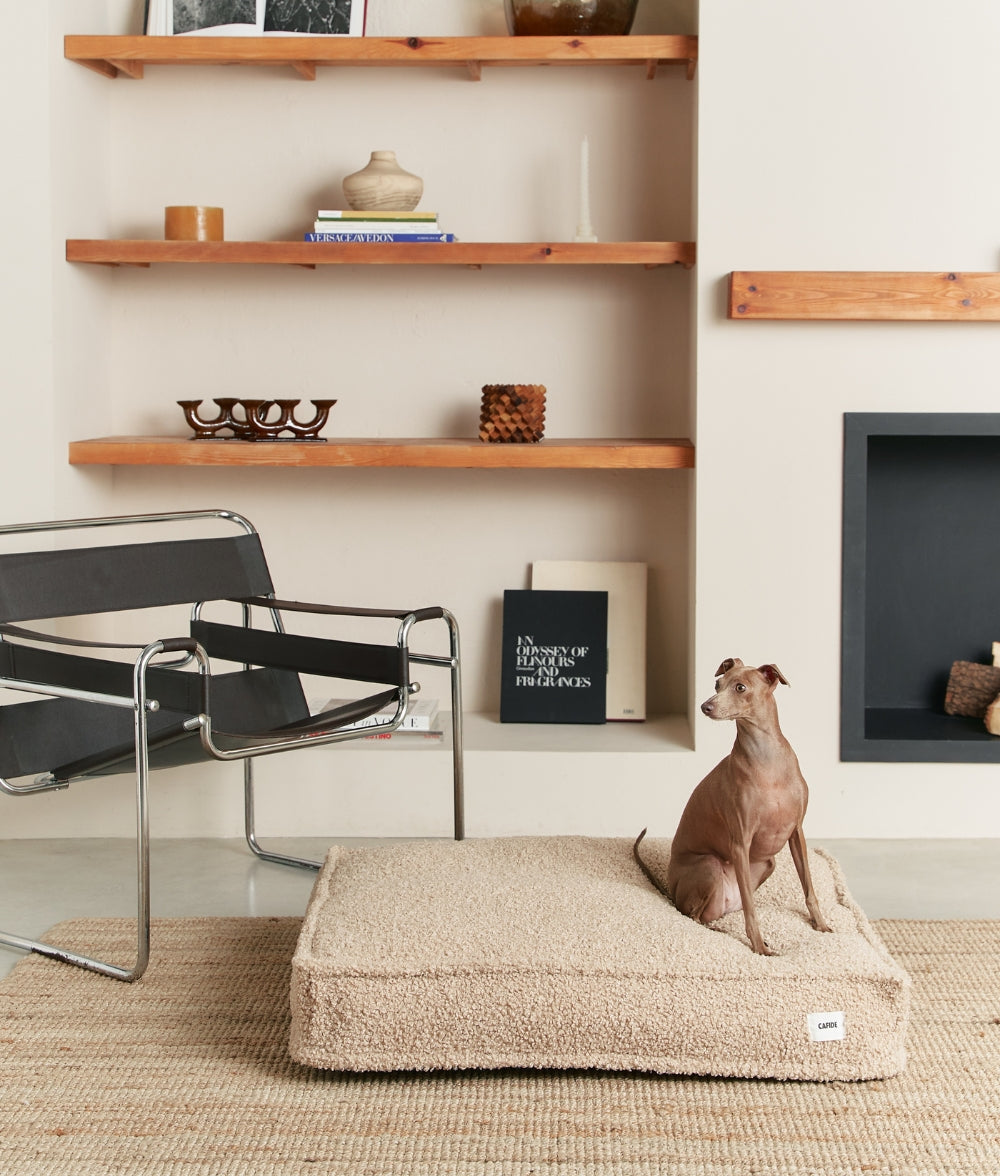 Beigefarbenes Teddyfell-Hundebett, Cuadra