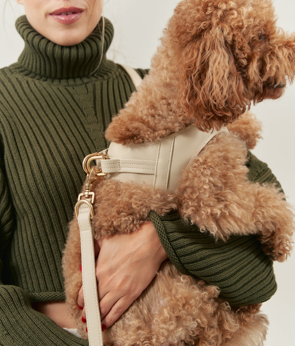 Beiges Hundegeschirr aus Veganem Leder, Jala
