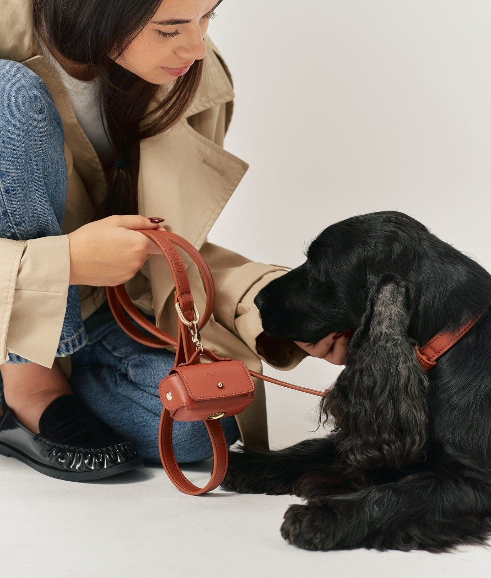 Braune Hundeleine aus Veganem Leder 1,4 m, Jala