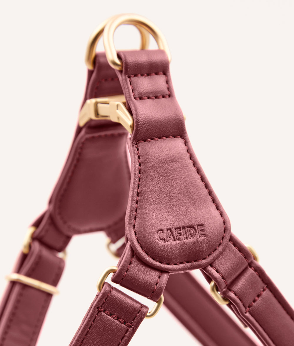 Burgunderrotes Hundegeschirr aus Veganem Leder, Jala