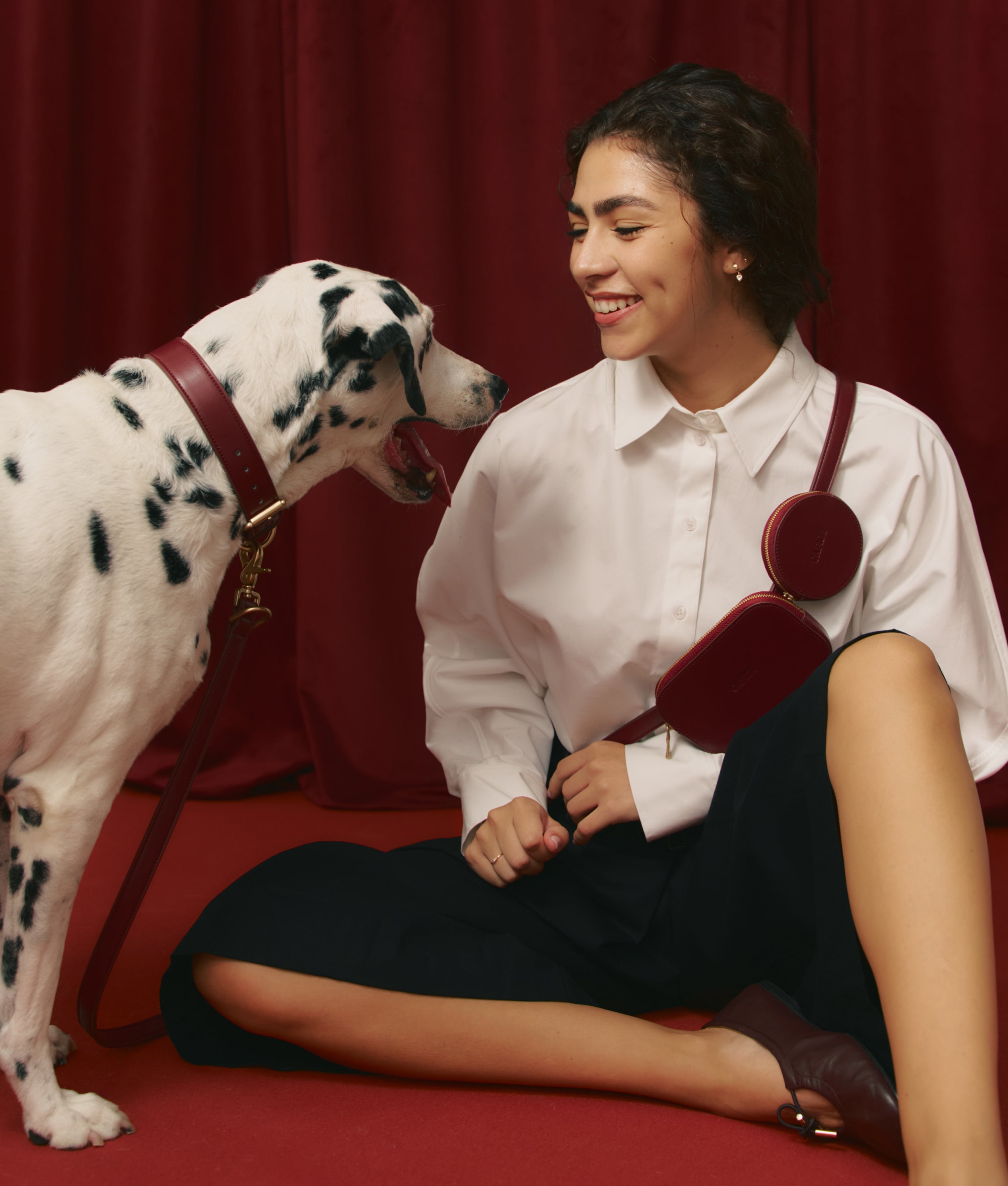 Burgunderfarbene Süßigkeitentasche aus veganem Leder, Jala