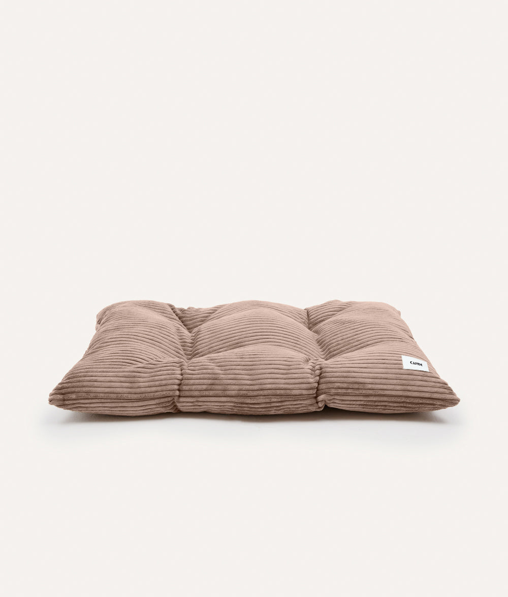 Coussin de lit pour chien en velours côtelé beige, Bela