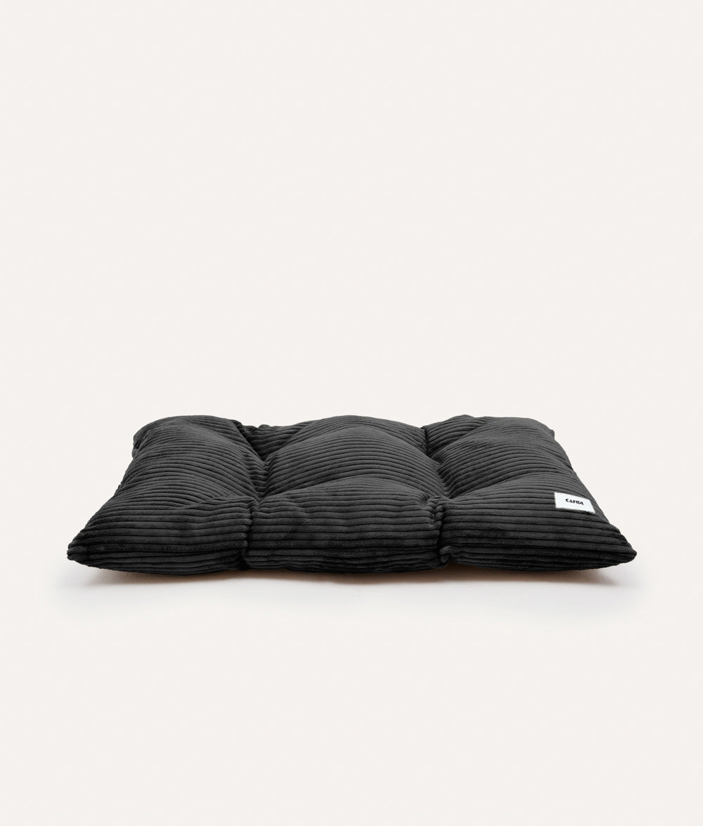 Coussin de lit pour chien en velours côtelé noir, Bela