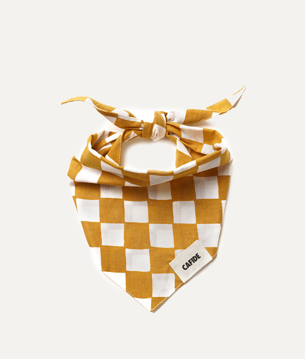Senffarbenes Hundehalstuch mit Gingham-Design, Nata