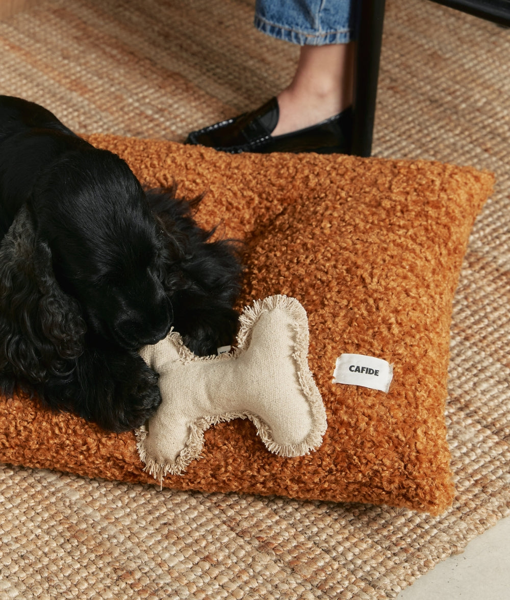 Senffarbenes Teddyfell-Hundebettkissen, Bela