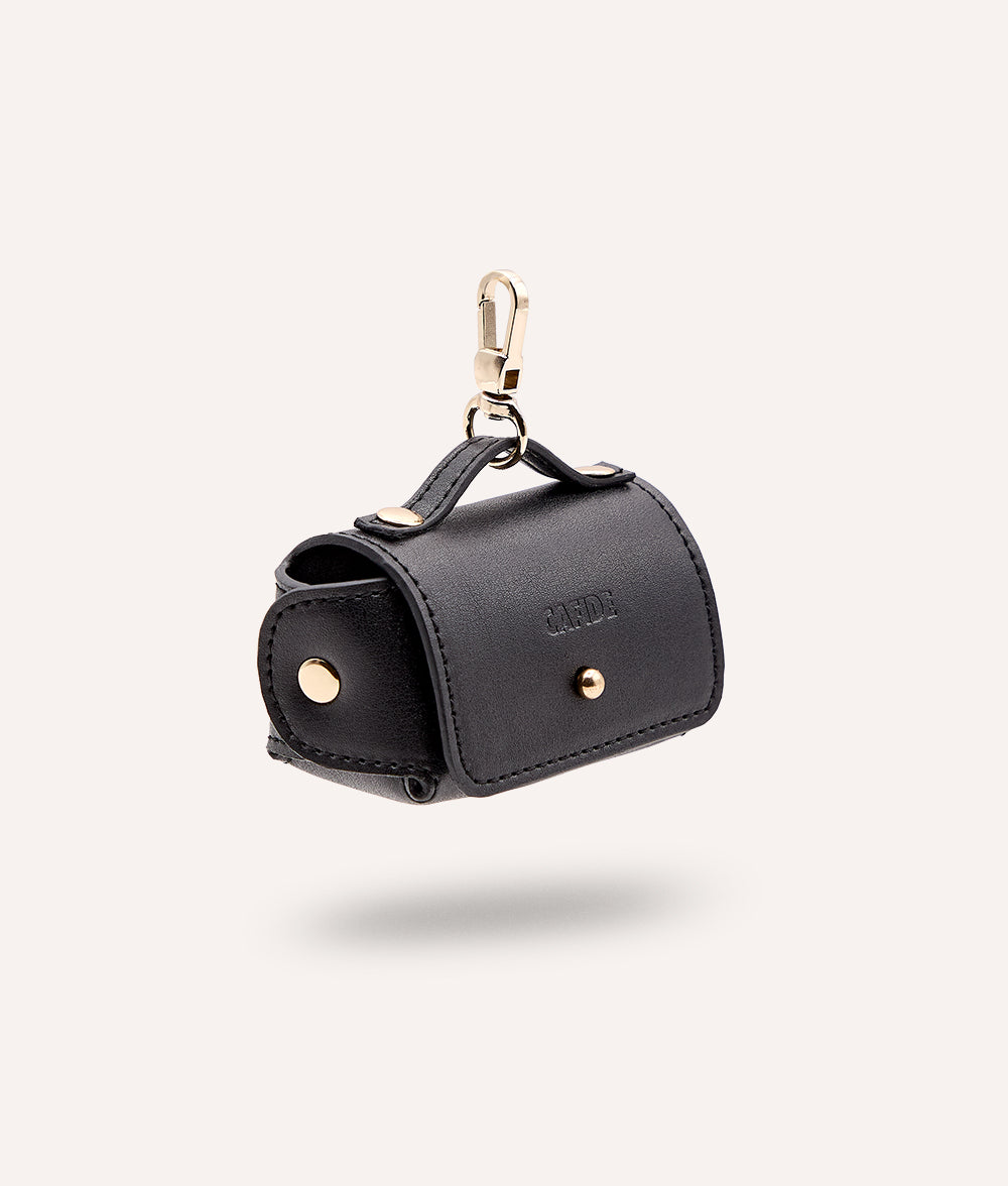 Kotbeutelspender Veganes Leder Schwarz, Jala