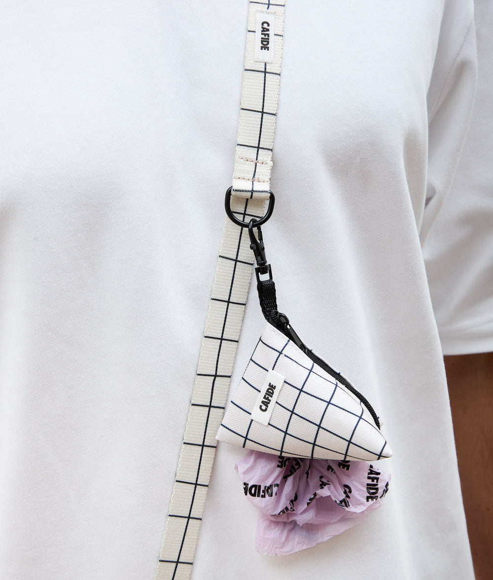 Poop Bag Carrier Recycled PET Beige Line Design, Juno