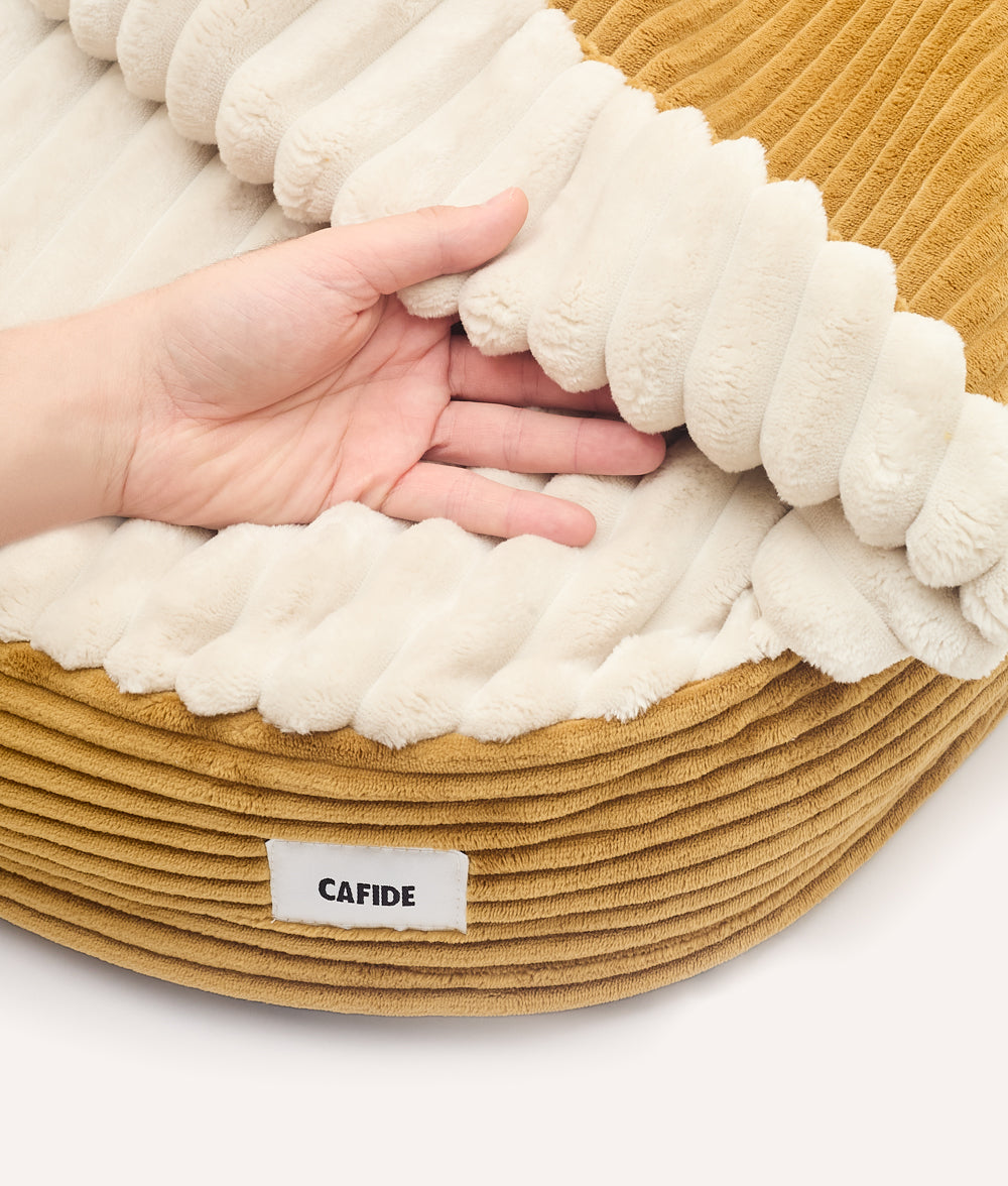 Mustard Corduroy Hooded Dog Bed Cover, Maso