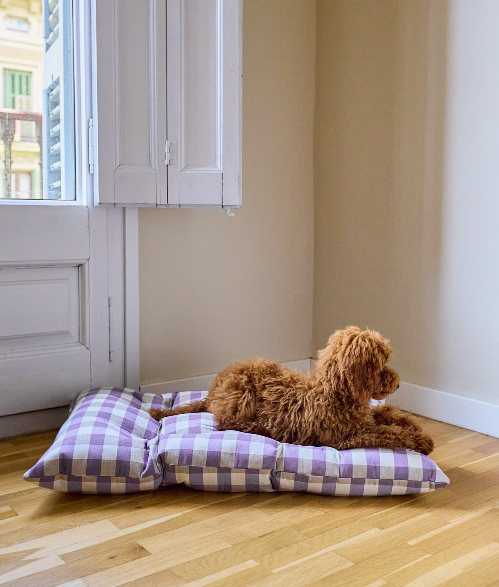 Vichy Violet Dog Cushion Bed, Bela