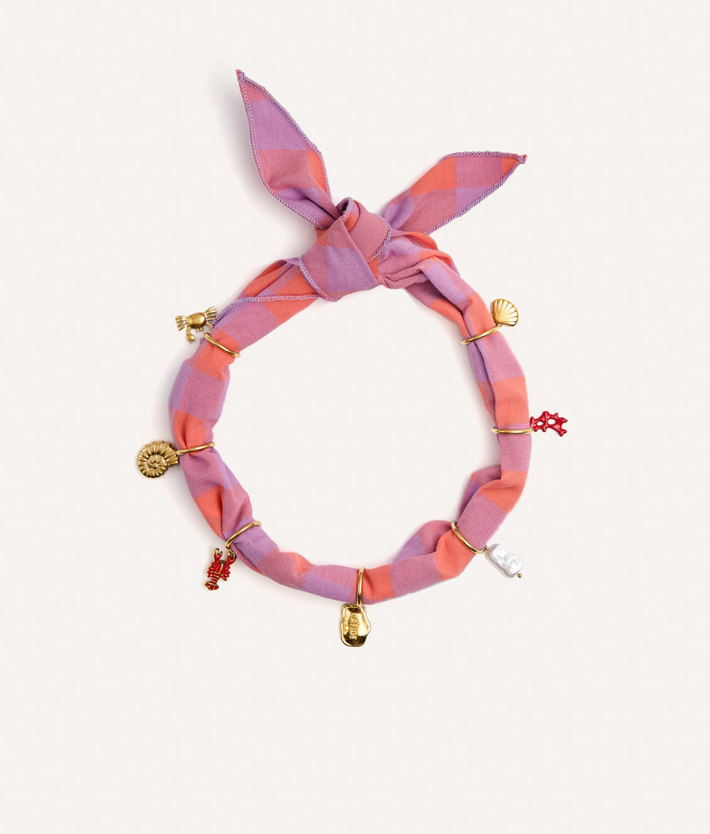 Dog Charms Bandana Violet Vichy Coral, Sira