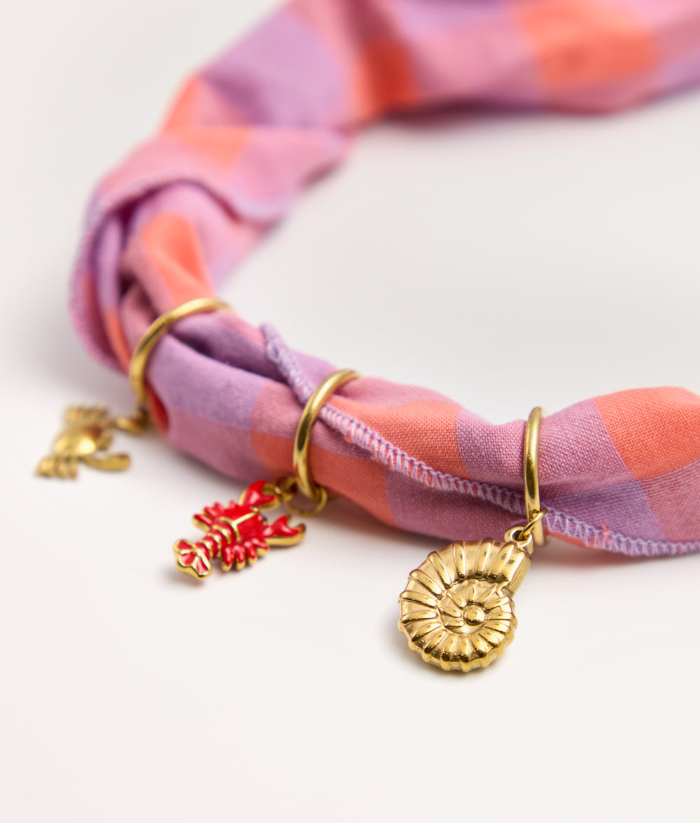 Bandana pour chien avec charms Vichy violet Corail, Sira