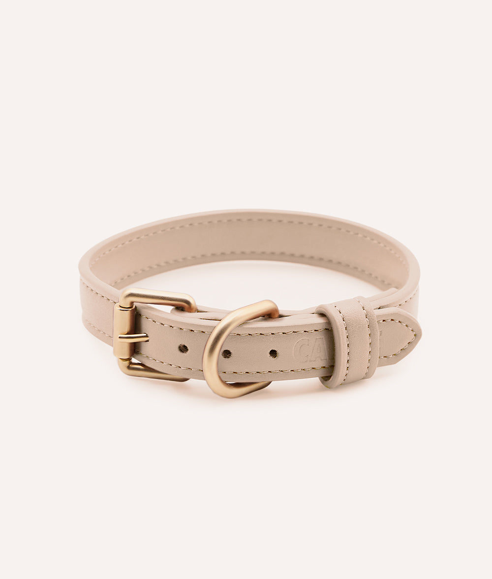Beiges Hundehalsband aus Veganem Leder, Jala
