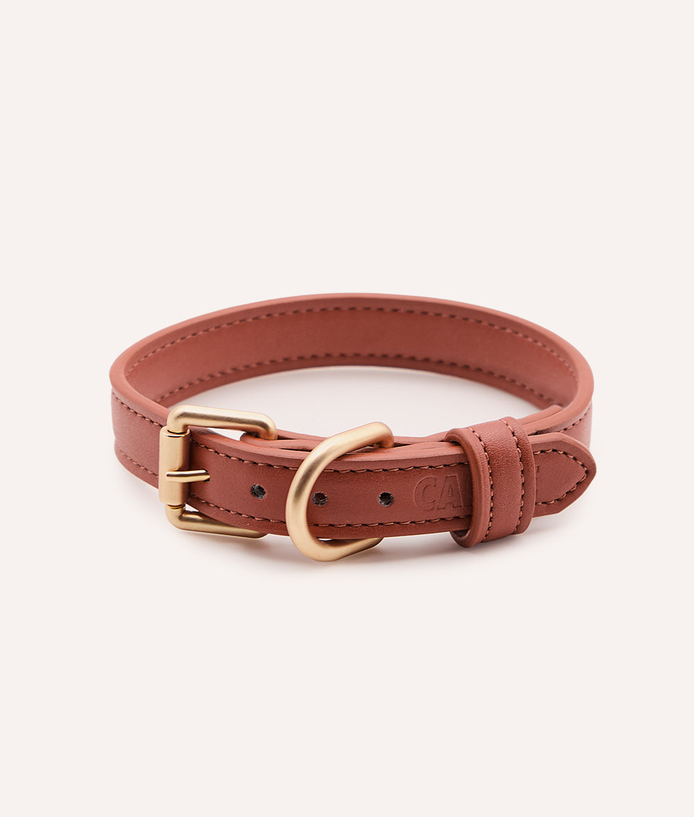 Braunes Hundehalsband aus Veganem Leder, Jala