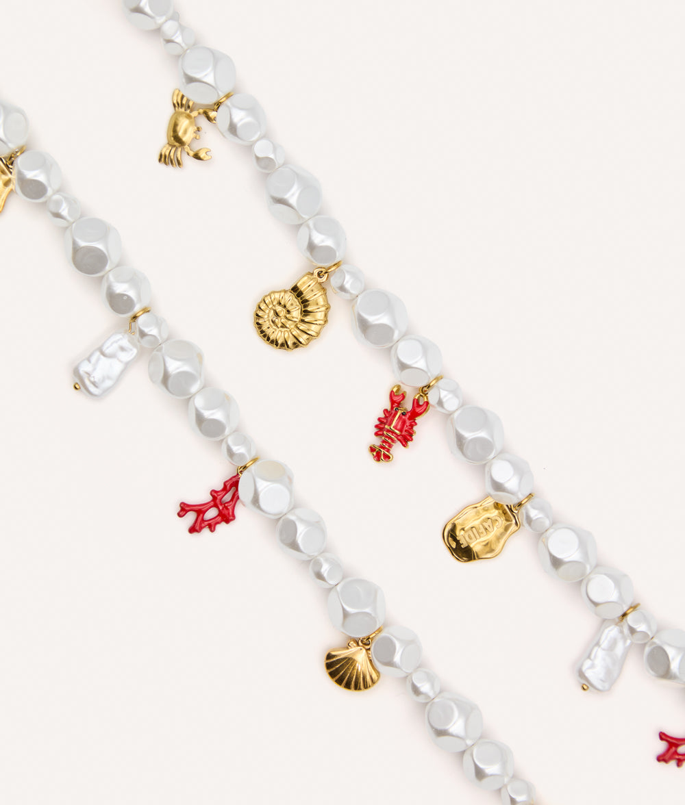 Coral Dog Charm Necklace, Sira