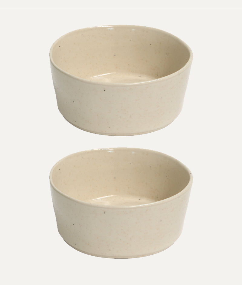 Pack 2 Ceramic Dog Feeder Bowls Bone White 510ml, Mela
