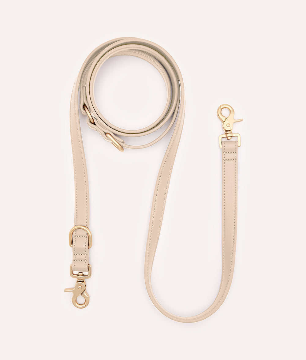Beige Multipositions-Hundeleine aus Veganem Leder, Jala